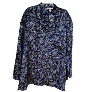 NWOT Nordstrom Lingerie  Blue Paisley Sleepwear Pajama Top sz 3X